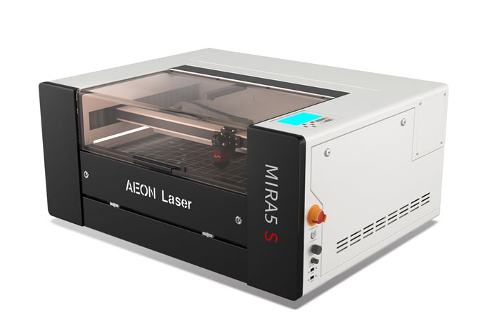 Aeon Mira5 S 最新的电影免费大全 CO2 Desktop Laser Cutting Machine three-quarter view